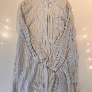 Striped Blue & White Long Button-Down Shirt Dress